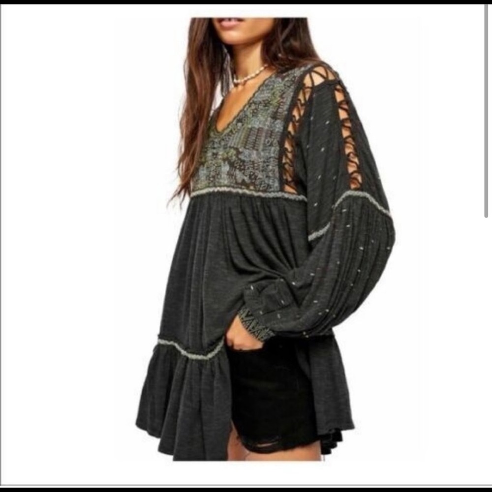 Free People Much Love Embroidered Tunic dress